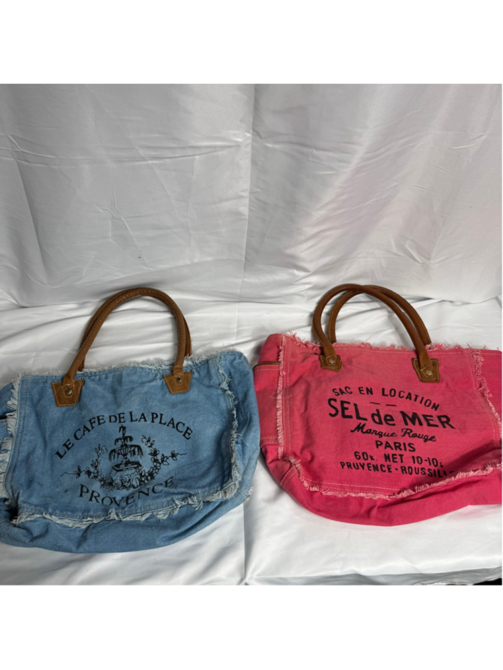 Women's Upcycled Canvas Handbags Blue and Pink